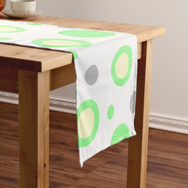 Chemin De Table Court Cercles géométriques gris crème verte Motif (In Situ)