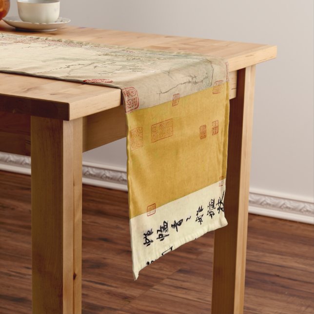 Chemin De Table Court Chanson Chinoise Dynastie Papillons Et Fleurs (In Situ)