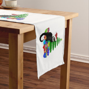 Chemin De Table Court Chapeau de Noël Le Chat Noir de Noël
