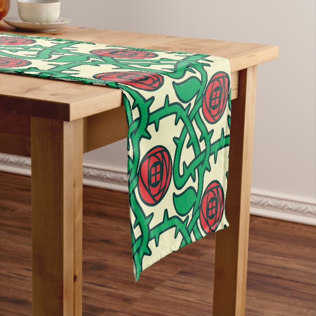 Chemin De Table Court Charles Rennie Mackintosh Motif Rose (In Situ)