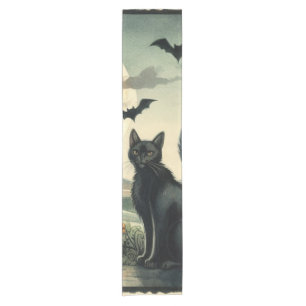Chemin De Table Court chat d'Halloween/d'automne