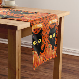 Chemin De Table Court Chat Halloween Personnalisé 14" X 72" Coureur de t