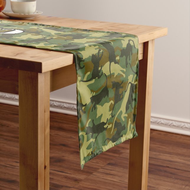 Chemin De Table Court Chats Camouflage Woodland Courte Table Runner (In Situ)