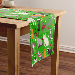 Chemin De Table Court Chats de Noël Courte Table Runner