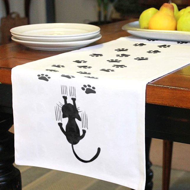 Chemin De Table Court Chats et Empreintes de pattes glissants (Créateur téléchargé)
