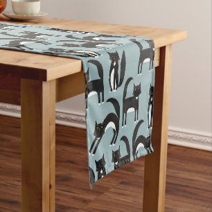 Chemin De Table Court Chats Tuxedo noirs et blancs
