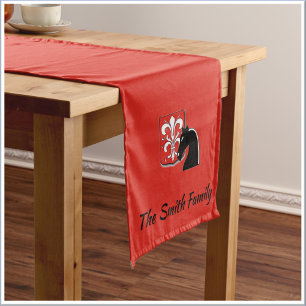 Chemin De Table Court Chevalier rouge et noir médiéval et bouclier
