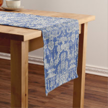 Chinoiserie bleu et blanc Floral Moderne Dîner