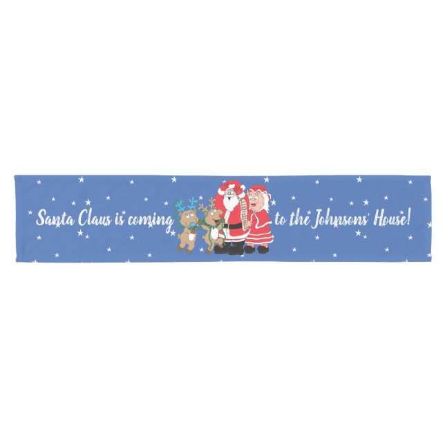 Chemin De Table Court Christmas Santa Claus Lighter Personalize 14 x 72 (Horizontal)
