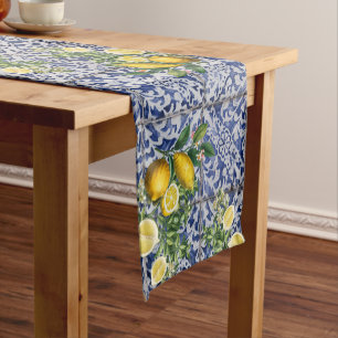 Chemin De Table Court Citrons méditerranéens Carreaux portugais d'été