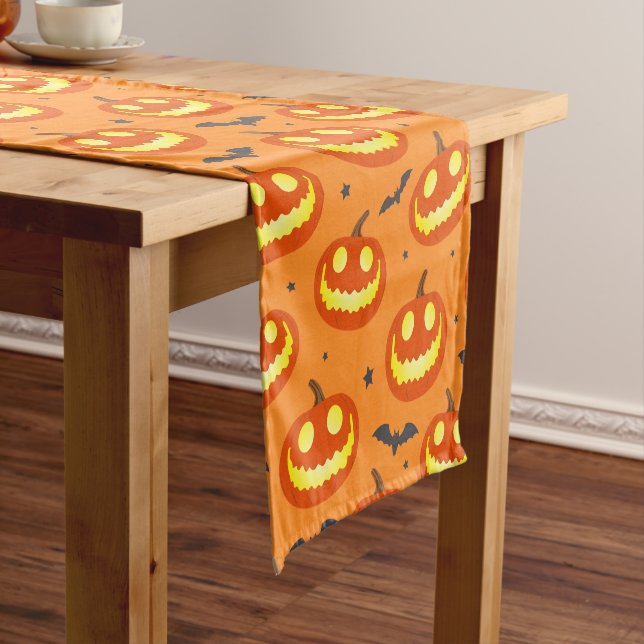 Chemin De Table Court Citrouille de dessin animé d'Halloween (In Situ)