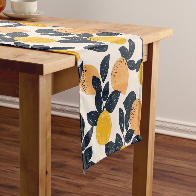 Chemin De Table Court Citrus Lemon Oranges Abstrait Motif moderne (In Situ)