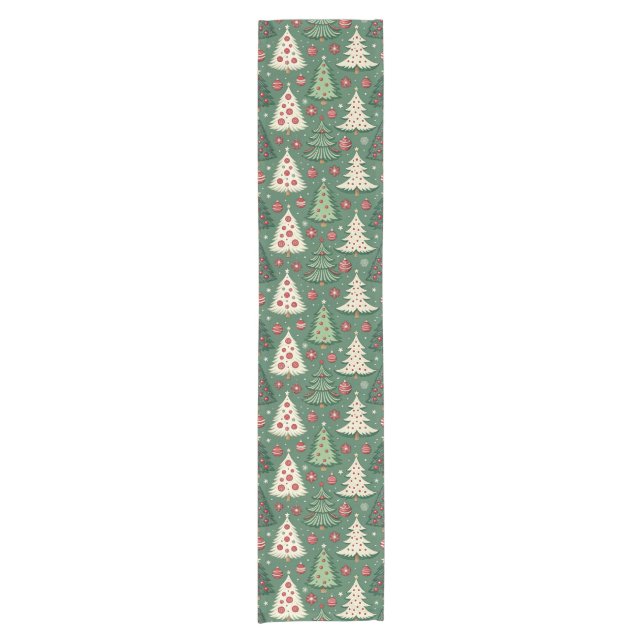 Chemin De Table Court Classic Green Christmas Tree Pattern Holiday (Devant)