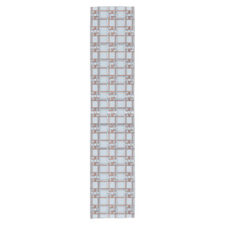 Chemin De Table Court Coastal Terracotta Sky Blue Pattern