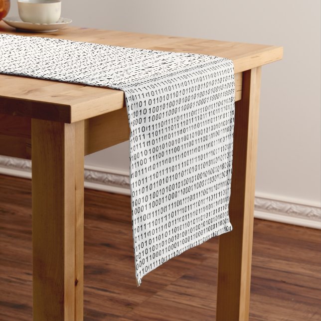 Chemin De Table Court Code binaire bandes blanches noires (In Situ)