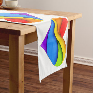 Chemin De Table Court Coeur en forme de SlipperyJoe arc-en-ciel rouge or