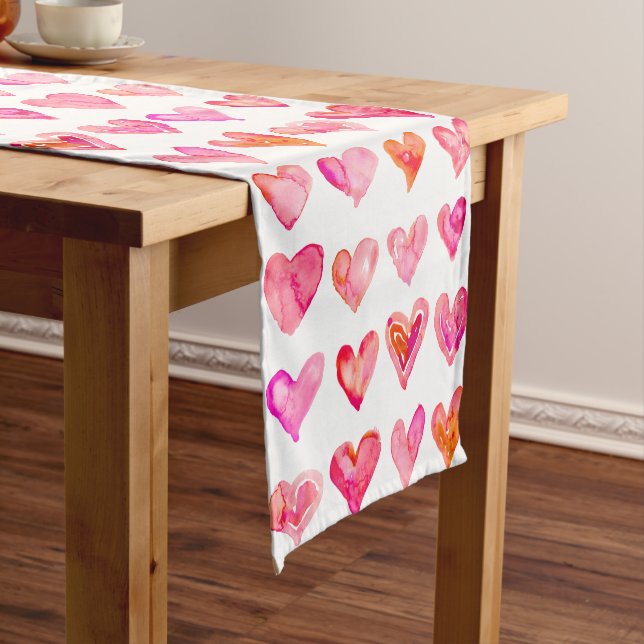 Chemin De Table Court Coeurs roses Fille Personnalisé Coureur de table 1 (In Situ)