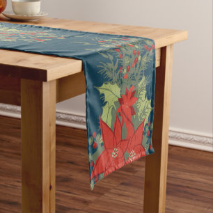 Chemin De Table Court Coin de table de Noël Poinsettias 14" X 72"