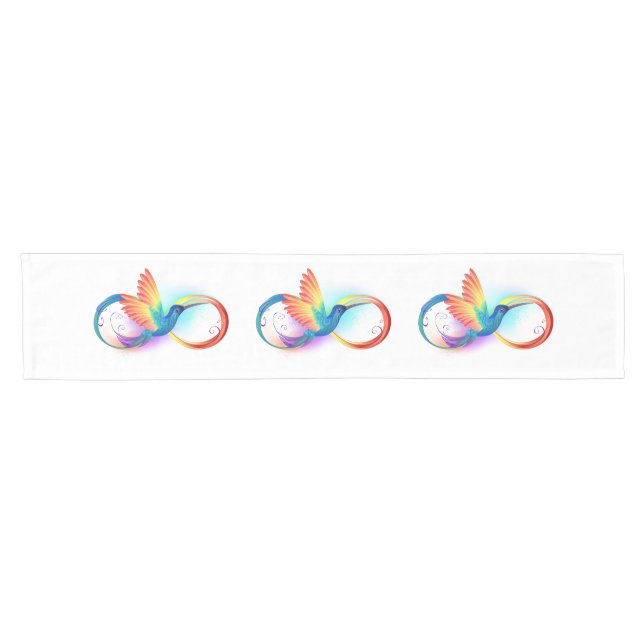 Chemin De Table Court Colibri arc-en-ciel avec symbole Infinity (Horizontal)