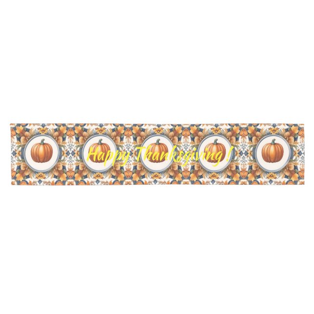 Chemin De Table Court Collection d'automne tendance Thanksgiving Pumpkin (Horizontal)