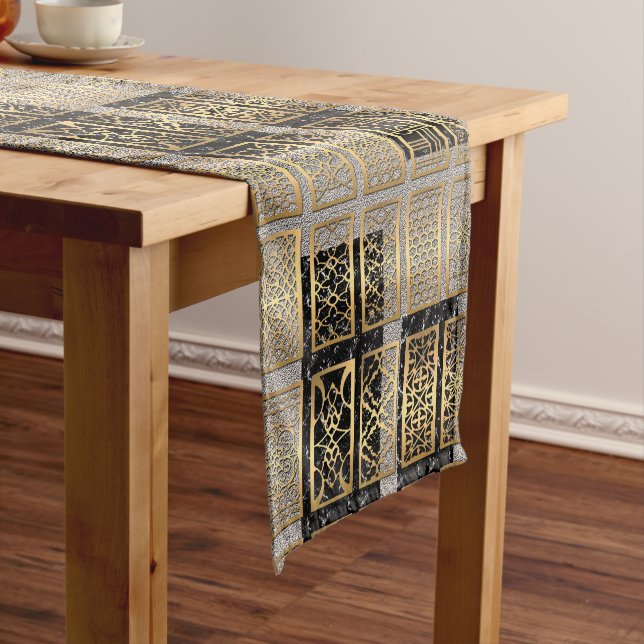Chemin De Table Court Conception abstraite africaine moderne (In Situ)