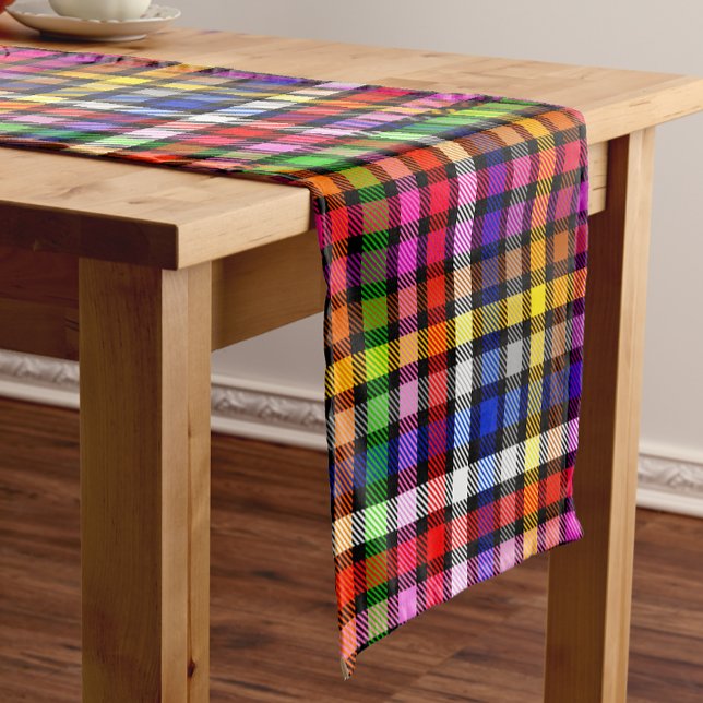 Chemin De Table Court Conception de carreaux tartan à carreaux en twill  (Créateur téléchargé)