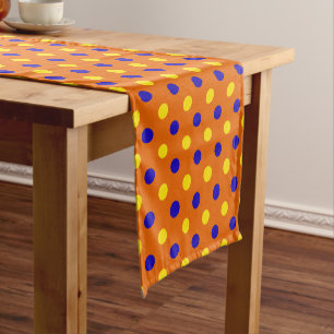 Chemin De Table Court Conception de points polka bleus jaunes orange
