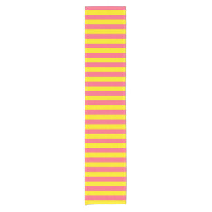 Chemin De Table Court Conception des rayures rose et jaune