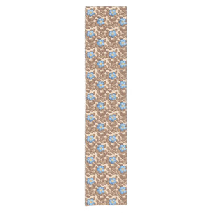 Chemin De Table Court Conception florale vintage bleu et beige français