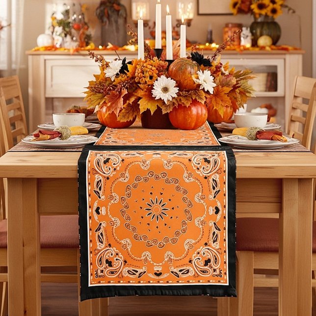 Chemin De Table Court conception orientale orange (Créateur téléchargé)