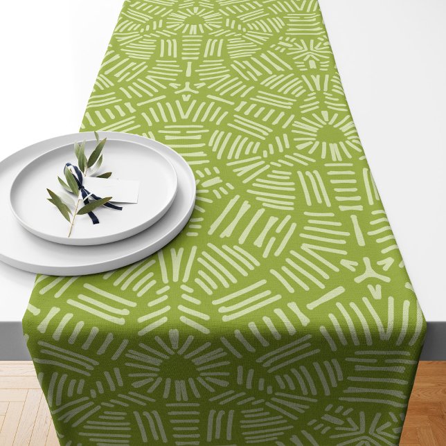 Chemin De Table Court Cool moderne vert Motif Doodstripes  (Créateur téléchargé)