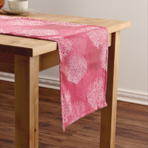 Chemin De Table Court Corail de ventilateur imprimé, nuances de corail r