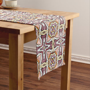 Chemin De Table Court Coral Orange Rouge Mauve Rose Violet Noir Tribu Ar