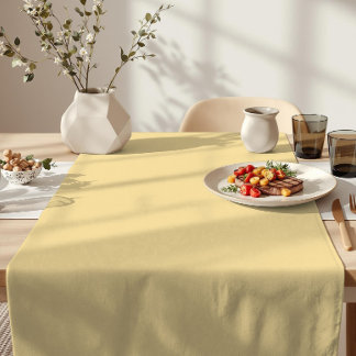 Chemin De Table Court Couleur Crème au Beurre Minimaliste Jaune Pâle Pas
