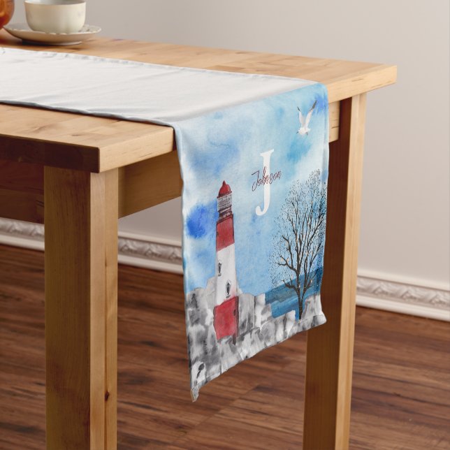 Chemin De Table Court Couleur d'eau du phare de Monogram (In Situ)