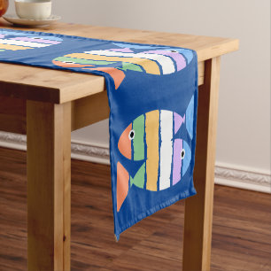 Chemin De Table Court Couleur Double Poisson Design Tableau Runner