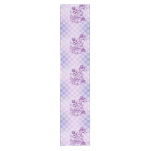 Chemin De Table Court Coureur de table À damiers fleurs violettes
