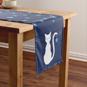 Chemin De Table Court Coureur de table de chat blanc