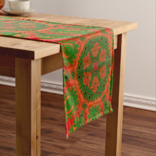 Chemin De Table Court Coureur de table Kaleidoscope orange et vert