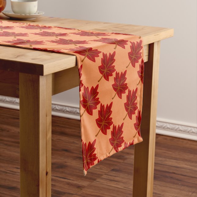 Chemin De Table Court Coureur de table Monogramme Feuilles d'érable roug (In Situ)