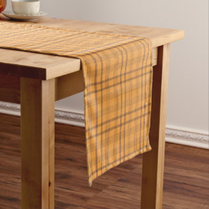 Chemin De Table Court Coureur de table Motif Tartan Brown et Ochre