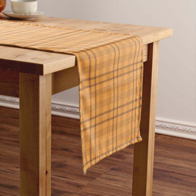 Chemin De Table Court Coureur de table Motif Tartan Brown et Ochre (In Situ)