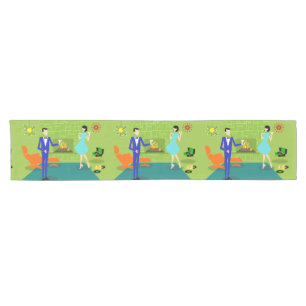 Chemin De Table Court Coureur moderne de Tableau de couples de la moitié