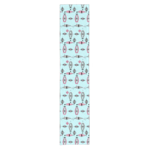 Chemin De Table Court Coureur rose et gris atomique de Tableau de motif