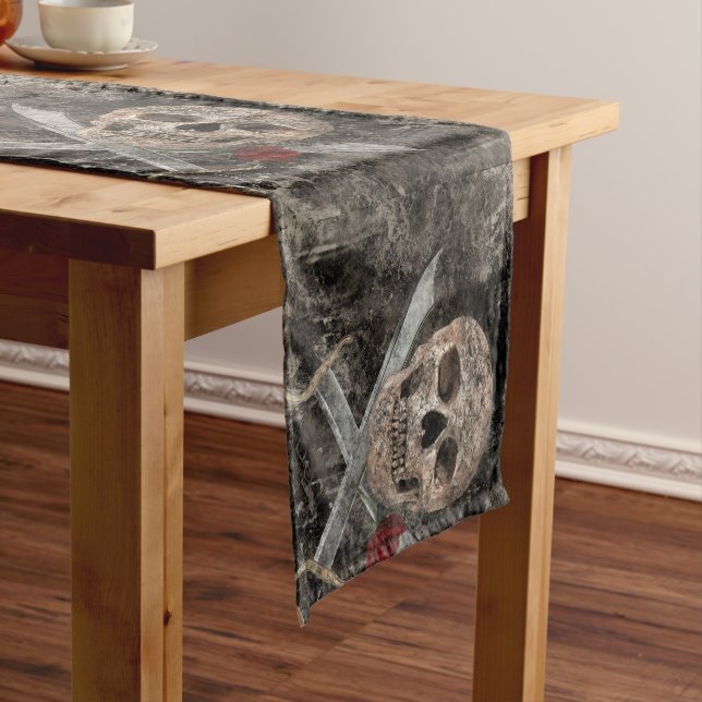 Chemin De Table Court Crâne Grunge - Pirate (In Situ)
