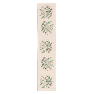 Chemin De Table Court Crème d'aquarelle botanique d'Eucalyptus