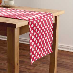 Chemin De Table Court Crimson rouge blanc grand Motif à point Polka