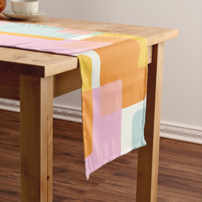 Chemin De Table Court Cute Boho Retro Pastel Forme géométrique Art (In Situ)