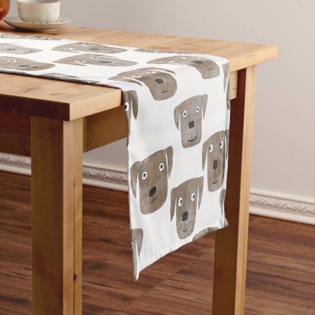 Chemin De Table Court Cute chocolat Labrador Retriever Chien Aquarelle (In Situ)