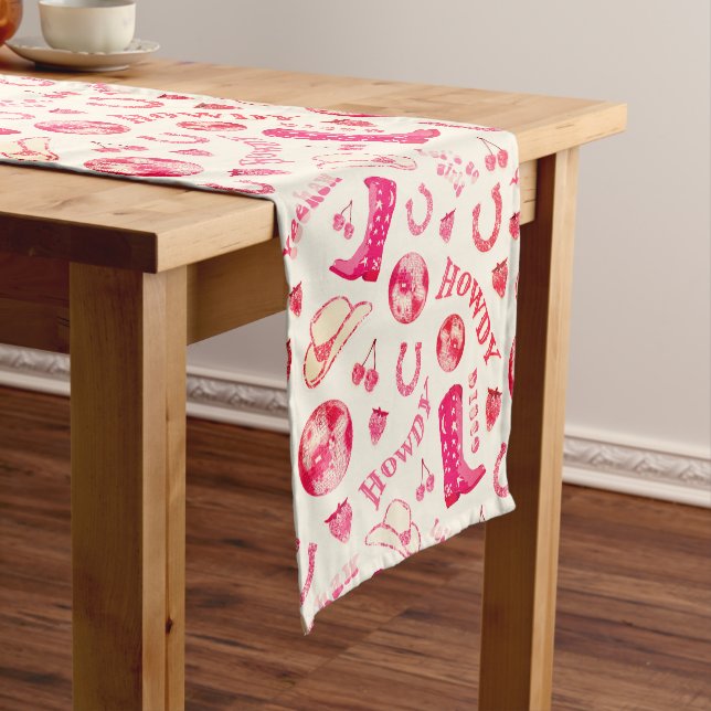 Chemin De Table Court Cute Girl Rose Disco Cowgirl esthétique (In Situ)